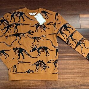 H&M Brown Dinosaur Print Crewneck Sweatshirt